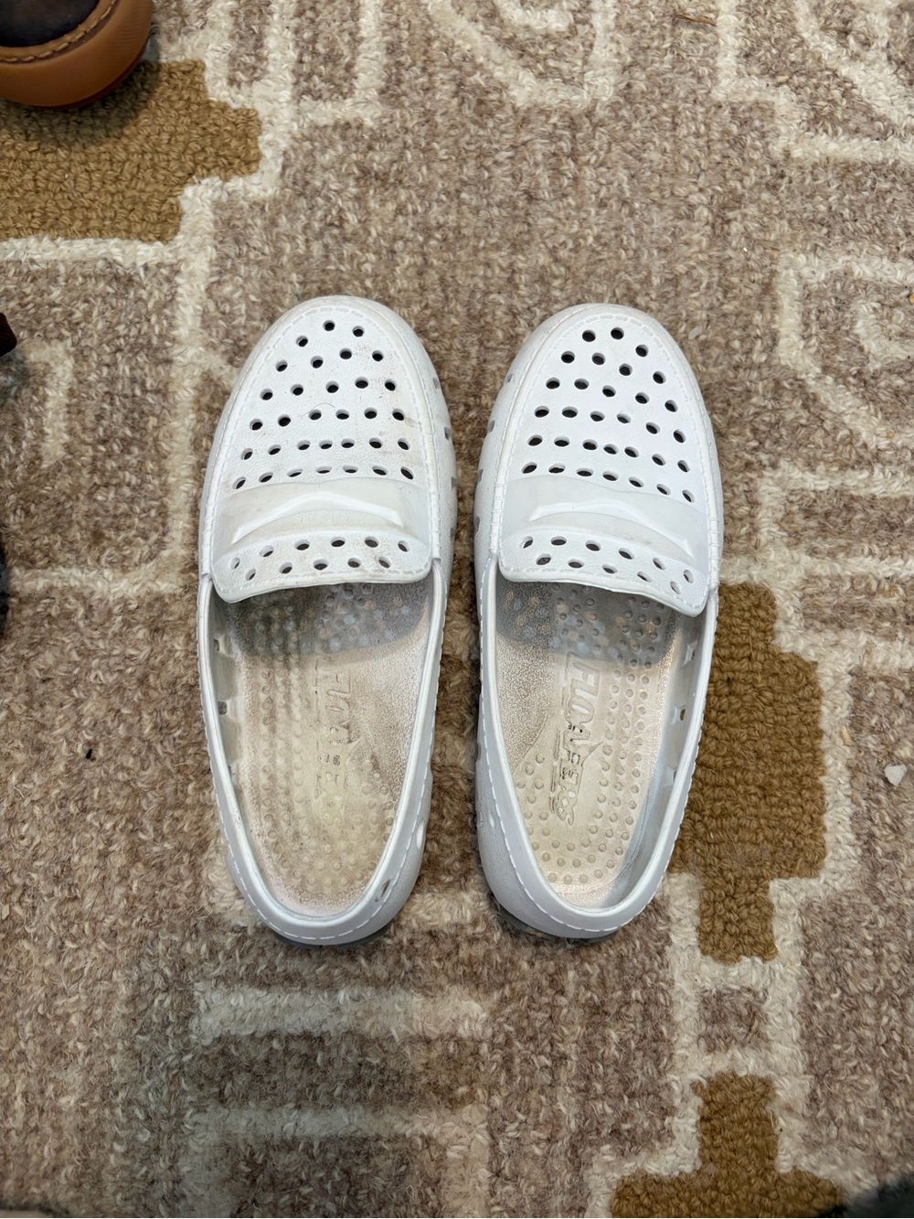 White Perforated Slip-On Loafers